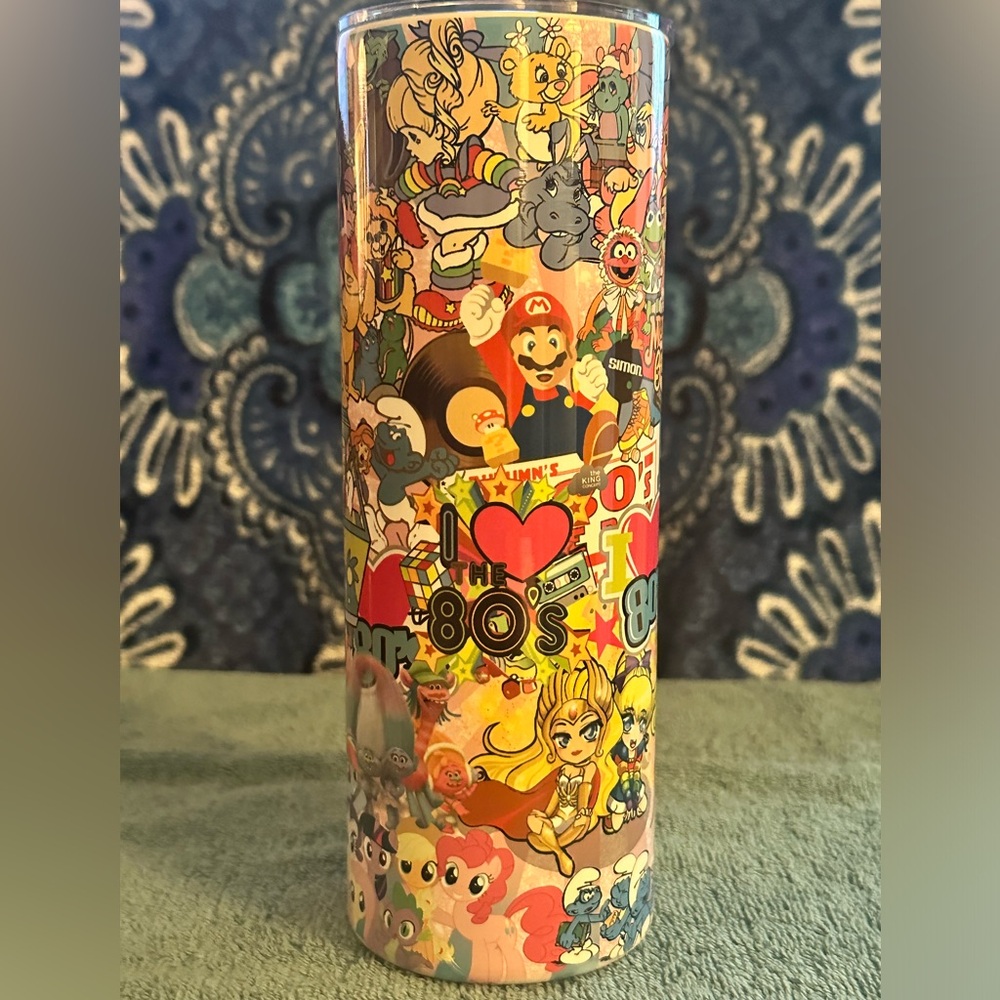NEW- 80’s themed tumbler.